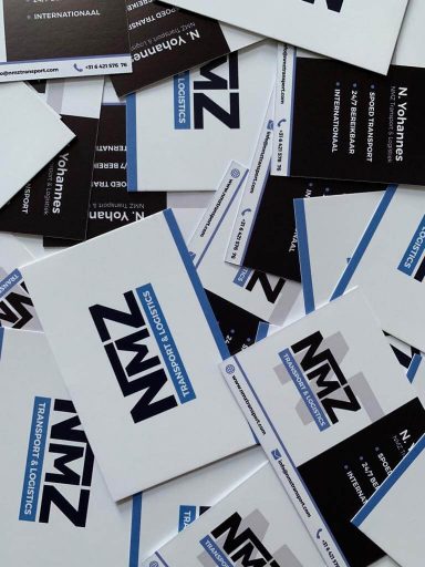 NMZ Transport visitekaartjes stapel